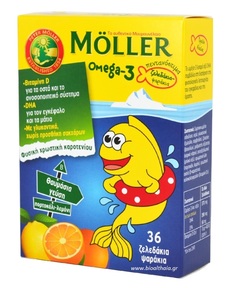 Μουρουνέλαιο Moller's Omega 3 για Παιδιά 36 ζελεδάκια Πορτοκάλι Λεμόνι