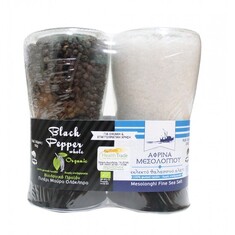 Σετ Μύλων Μαύρο Πιπέρι Βιολογικό 90gr & Αφρίνα Μεσολογγίου 240gr